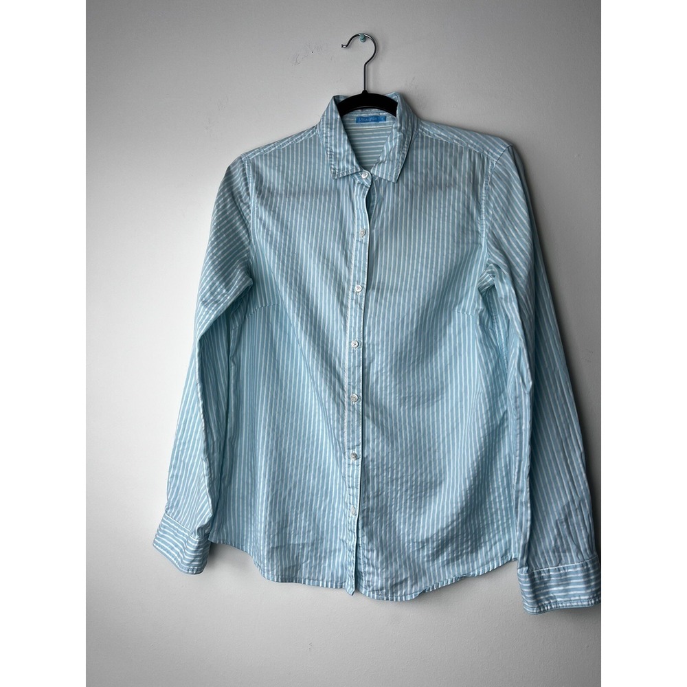 J.McLaughlin Womens Light Blue White Striped Button Down Shirt Size 6 - Picture 9 of 11